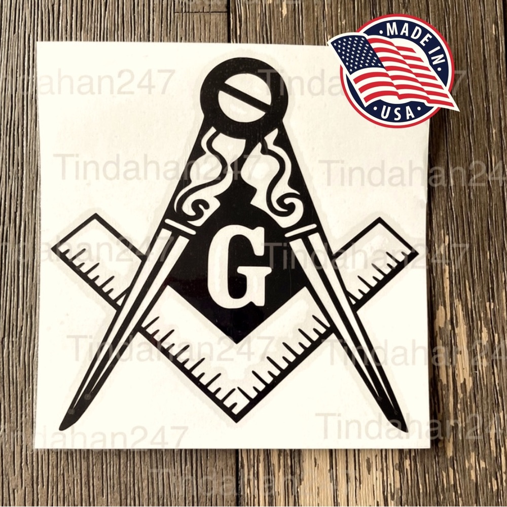 Freemasonry Square &‎ Compass Logo Sticker -Masonic Symbol